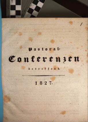 Die Pastoral-Conferenzen betreffend