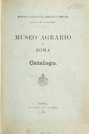 Museo agrario in Roma : Catalogo