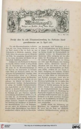 Vereinsmitteilungen Nr. 3 (Mai 1885)
