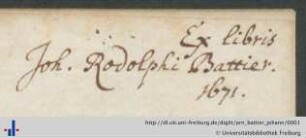 [Provenienz]: Battier, Johann Rudolf