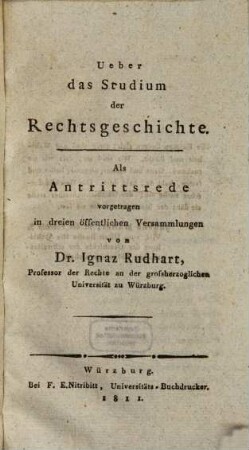 Über das Studium der Rechtsgeschichte