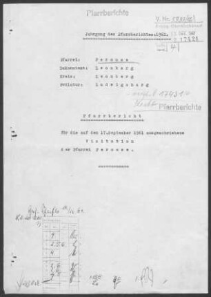 Perouse: Pfarrbericht 1961