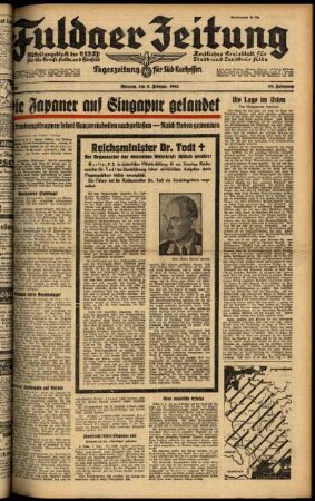 Ausgabe vom Montag, den 09. Februar 1942.