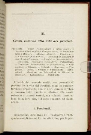 III. Cenni intorno alla vita dei protisti.