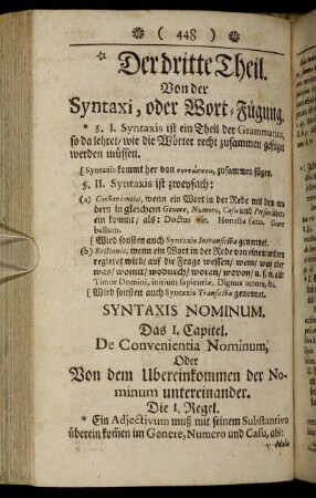 Der dritte Theil. Von der Syntaxi, oder Wort-Fügung.