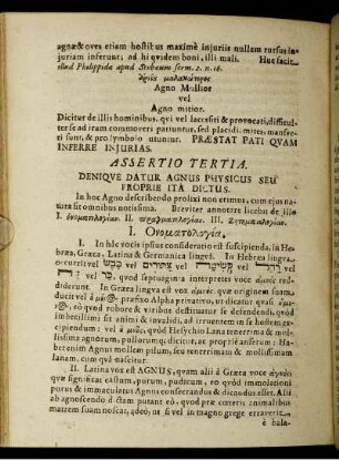 Assertio Tertia. Denique datur Agnus Physicus seu proprie ita dictus.