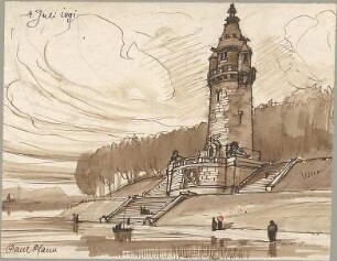 Pfann, Paul; Perspektivische Zeichnungen - Turm mit Freitreppe (Perspektive)