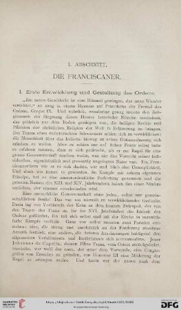 I. Abschnitt: Die Franciscaner