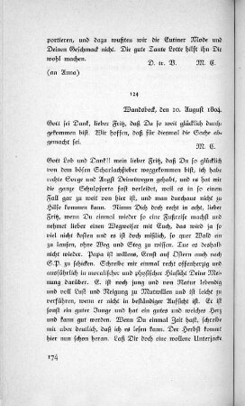 124 Wandsbeck, den 10. August 1804.
