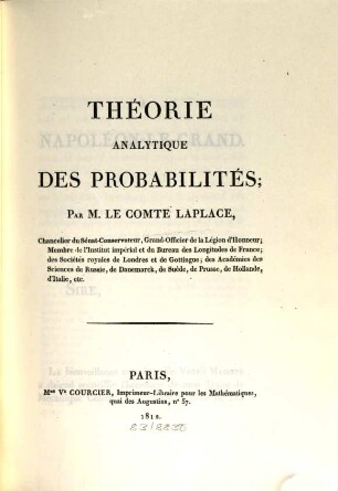 Théorie analytique des probabilités
