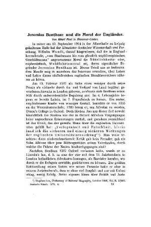 Jeremias Bentham und die Moral der Engländer