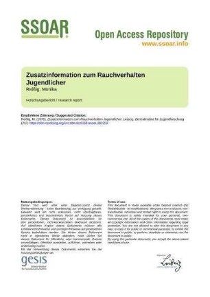 Zusatzinformation zum Rauchverhalten Jugendlicher