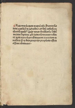 Epistola ad Rabbi Isaac seu rationes ad reprobandos Iudaeorum errores. Übers. Alfonsus Bonihominis