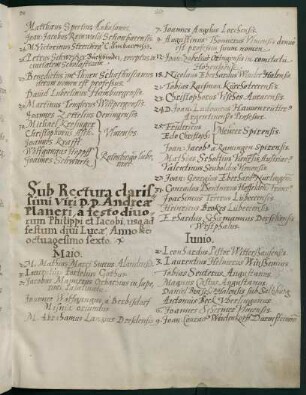 Sommerhalbjahr 1586. Rektorat Andreas Planer