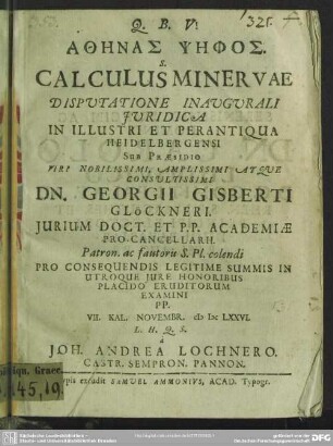 Athēnas Psēphos S. Calculus Minervae