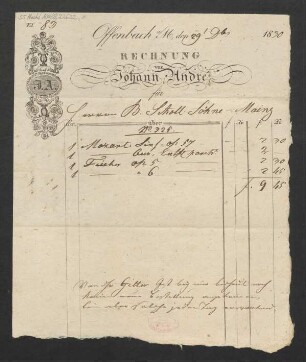 Rechnung von Johann André