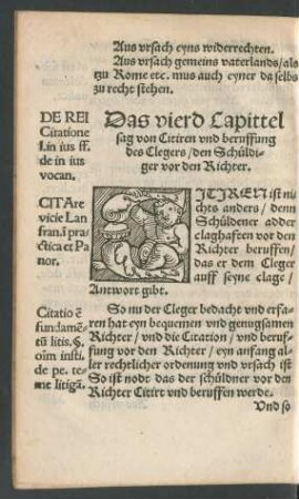 Das vierd Capittel sag von Citiren und beruffung des Clegers ...