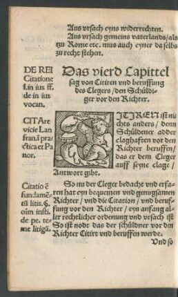 Das vierd Capittel sag von Citiren und beruffung des Clegers ...