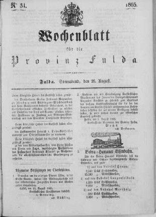Nr. 34, Ausgabe vom 26. August 1865