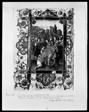 Fünfbändiges Missale von Berthold Furtmeyr — Fünfter Band — Der heilige Martin teilt seinen Mantel, Folio 32verso