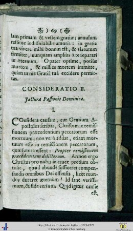 Consideratio II. Jactura Passionis Dominicae.