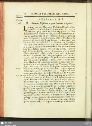 Chapitre XII. De Chanoines Reguliers de saint Maurice d'Agaune