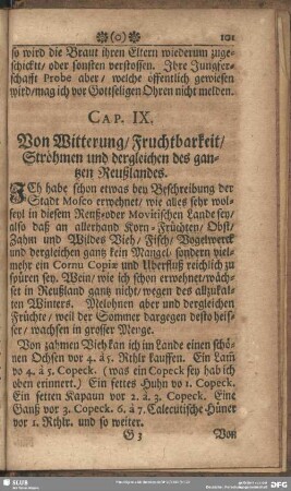 Cap. IX. Von Witterung, Fruchtbarkeit, Ströhmen und dergleichen des gantzen Reußlandes