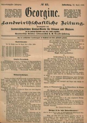 Achtundsechzigster Jahrgang. No. 17. Insterburg, 26. April 1900.