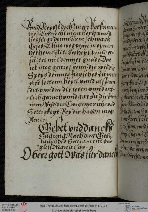 Gebete nach dem Empfang des Abendmahls