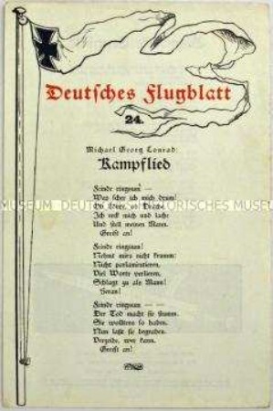 Flugblatt mit zwei patriotischen Gedichten von Michael Georg Conrad