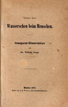 Über die Wasserscheu beim Menschen