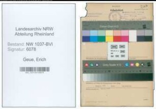 Entnazifizierung Erich Geue , geb. 09.04.1903 (Kaufm.Angestellter)