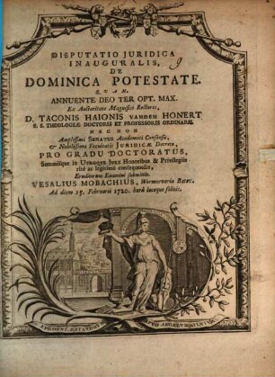 Disp. iur. inaug. de dominica potestate