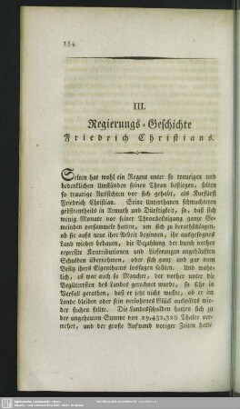III. Regierungs-Geschichte Friedrich Christians