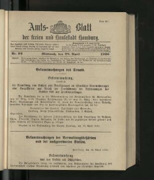 No. 92, 28. April 1920