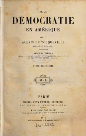 Oeuvres complètes d'Alexis de Tocqueville, publiées par Madame de Tocqueville. 1,3