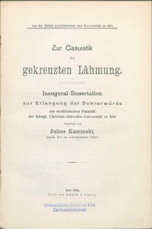 Zur Casuistik der gekreuzten Lähmung