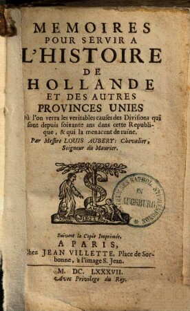 Mémoires pour servir à l'histoire de Hollande et des autres provinces unies