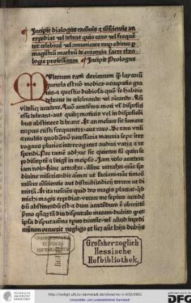 Incipit prologus.