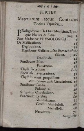 Series Materiarum atque Contextus Totius Opusculi.