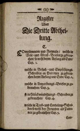 Register Über Die Dritte Abtheilung.