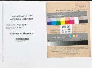 Entnazifizierung Hermann Kronacher , geb. 10.05.1901 (Ingenieur)