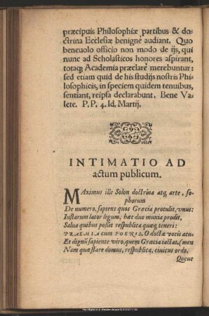 Intimatio Ad actum publicum