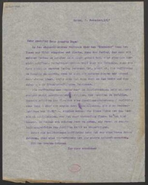 Brief an Jan Brandts Buys : 06.11.1917