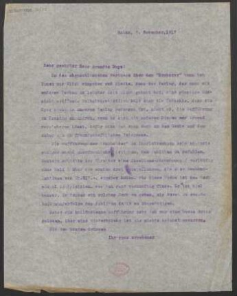 Brief an Jan Brandts Buys : 06.11.1917