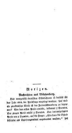 Notizen : Nachrichten aus Würtemberg