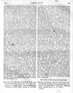 Napoleon und George, oder: wer wird siegen? Authentische Nachrichten über das gegenseitige Verhältniss der Seemächte. Berlin und Hamburg 1808. 96 und 144 S. 8.