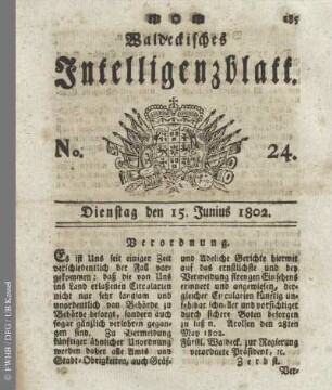 No. 24, Dienstag den 15. Junius 1802