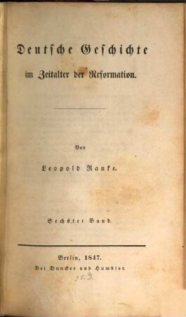 Deutsche Geschichte im Zeitalter der Reformation. 6