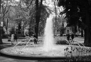Lörrach, Tüllingen: Springbrunnen, Hintergrund Hebeldenkmal